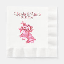 Pink Wedding Bells Personalized Paper Napkins