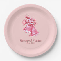 Pink Wedding Bells Personalized Paper Plates