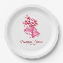 Pink Wedding Bells Personalized Paper Plates