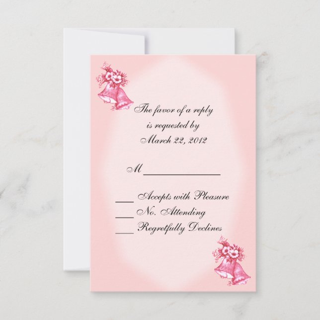 Pink Wedding Bells RSVP Card (Front)