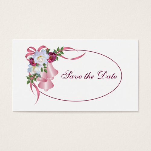 Pink Wedding Bells - Save the Date Business Cards