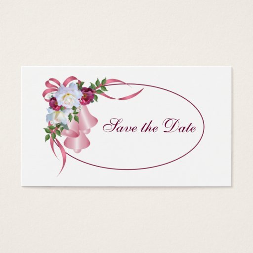 Customizable Pink Wedding Bells - Save the Date Business Cards