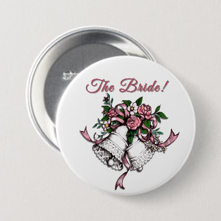 Pink Wedding Bells The Bride Button