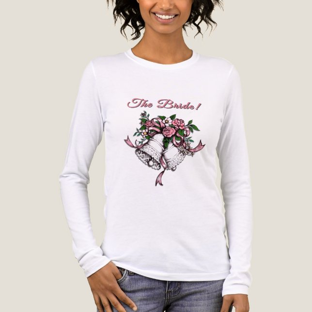 Pink Wedding Bells The Bride Date Tri-Blend Shirt (Front)