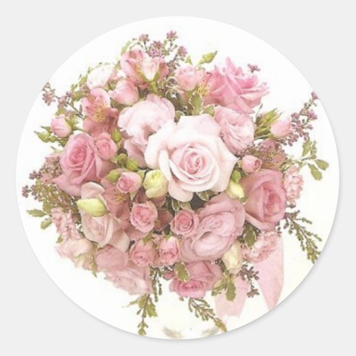 Pink Wedding Bouquet envelope Seal Stickers