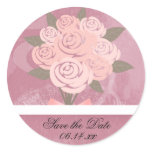Pink Wedding Bouquet Save the Date Round Stickers