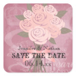 Pink Wedding Bouquet Save the Date Stickers