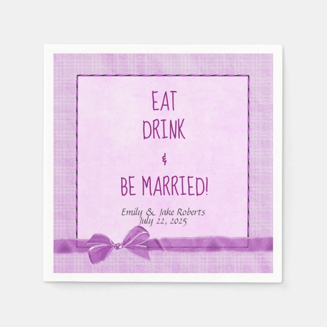 pink wedding bow border with framing paper napkins (Front)