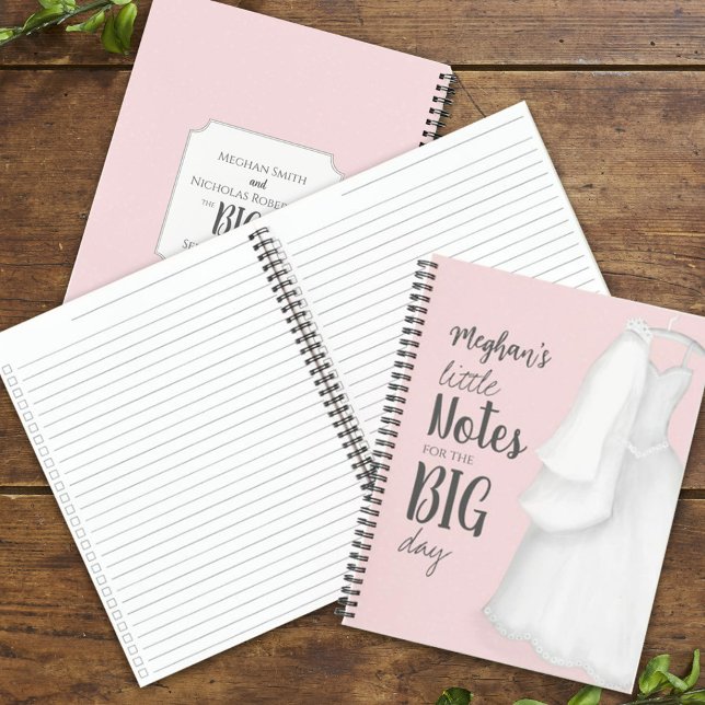 Pink Wedding Bride Planner Personalized Notebook (Pink watercolor wedding planner notebook. )