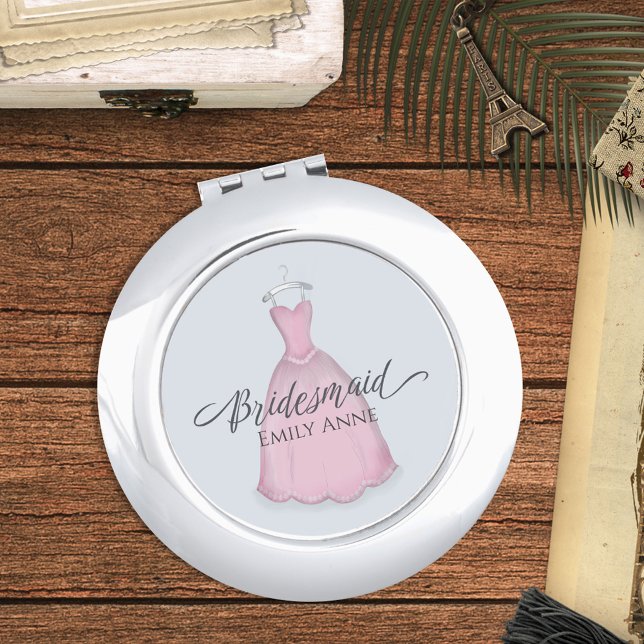 Pink Wedding Bridesmaid Custom Compact Mirror (Creator Uploaded)