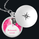 Pink Wedding Bridesmaid Wedding Party Necklace<br><div class="desc">Keepsake Necklaces Choose either Silver Plated Gold Finish or Sterling Silver Unique Personalized Custom !st Christmas Gift Wedding Keepsake Wedding Party Necklaces - to change background color - click customize - click edit - choose last tool in drop down menu and choose from one of the colors shown or enter...</div>