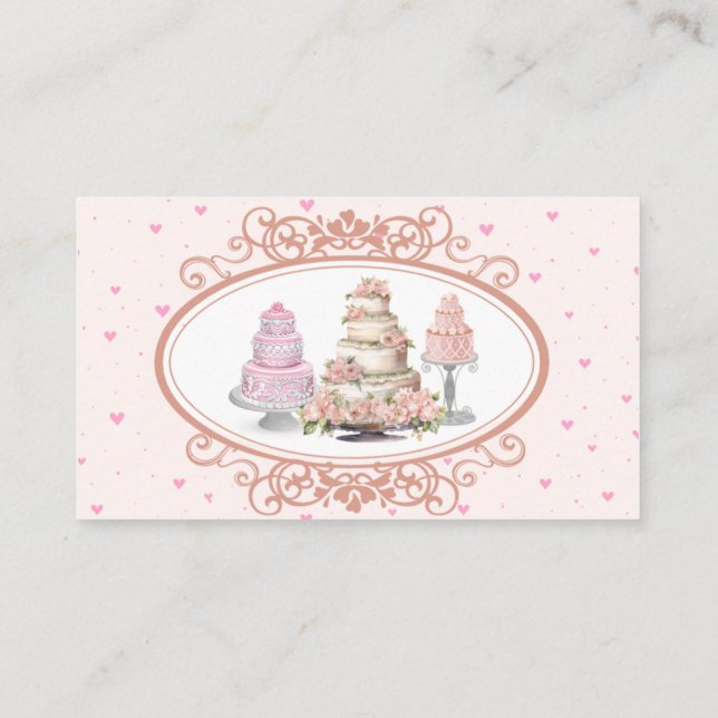Pink Wedding Cake Baker Business Card (Back)