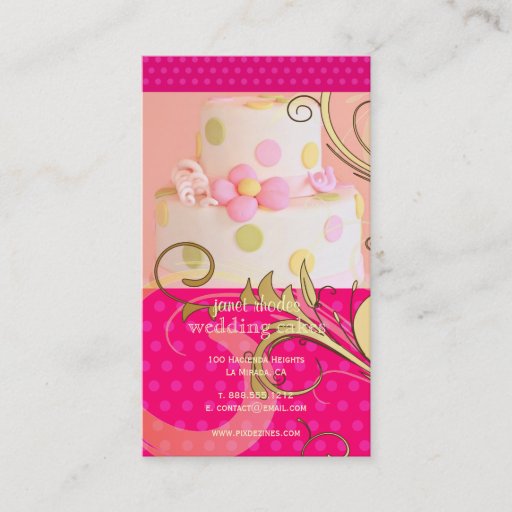Customizable Pink Wedding Cake/Bakery/pâtisserie Business Card