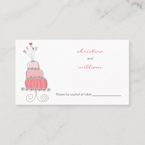 Pink Wedding Cake Place / Table / Escort Card / Business Card Templates