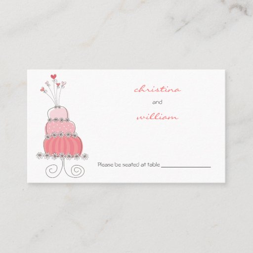 Customizable Pink Wedding Cake Place / Table / Escort Card / Business Card Templates