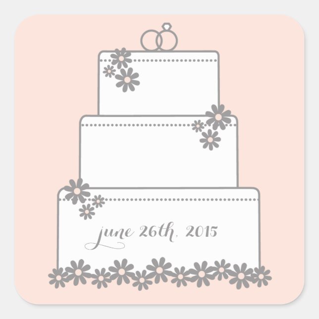 Pink Wedding Cake Favor Stickers (Front)
