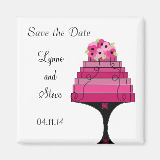 Pink Wedding Cake Save the Date Magnet