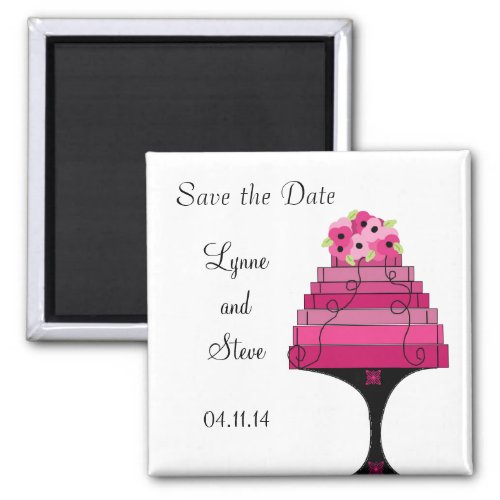 Pink Wedding Cake Save the Date Magnet