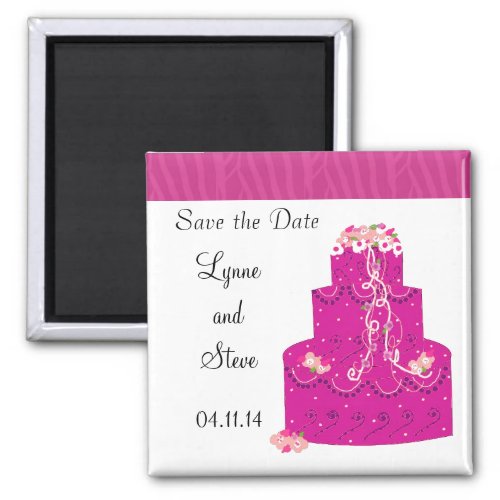 Pink Wedding Cake Save the Date Magnet