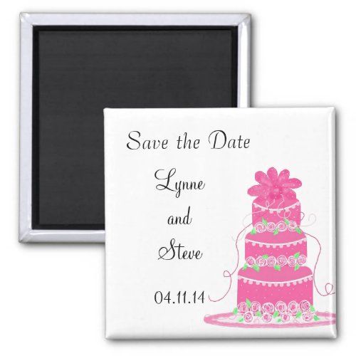 Pink Wedding Cake Save the Date Magnet