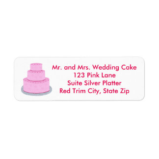Pink Wedding Cake with Hearts Address Labels