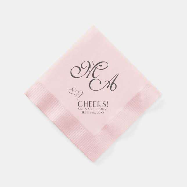 Pink Wedding CHEERS! Standard Cocktail Napkin (Corner)