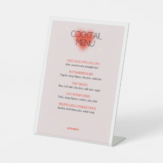 Pink Wedding Classic Cocktail Menu Pedestal Sign