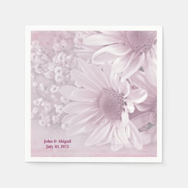 Pink Wedding Daisy Bouquet Napkins (Front)