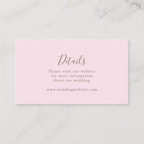 Pink Wedding Details Enclosure Card