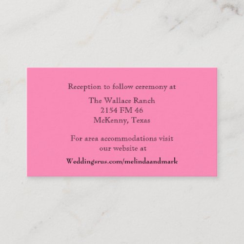 Pink Wedding Enclosure Card Business Cards