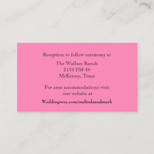 Customizable Pink Wedding Enclosure Card Business Cards