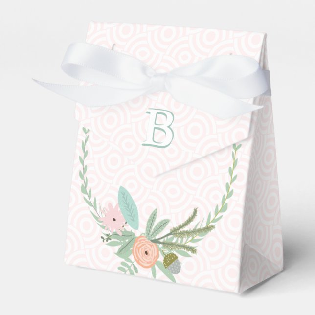 Pink Wedding Favor Box Your Photos Monogram Names (Front Side)