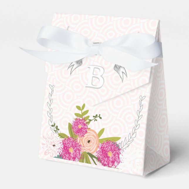 Pink Wedding Favor Box Your Photos Monogram Names (Front Side)