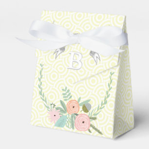 Pink Wedding Favor Box Your Photos Monogram Yellow