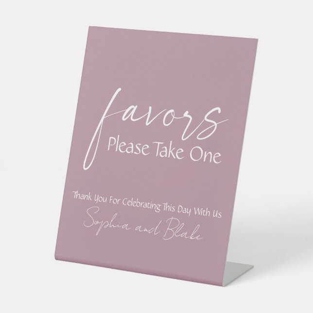 Pink Wedding Favors Pedestal Sign (Front)