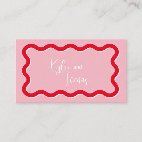 Pink Wedding Flat Place Card