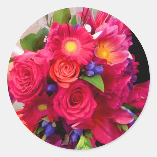 Pink Wedding Floral Envelope Seal Stickers (Front)