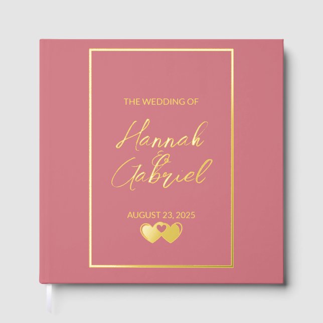 Pink Wedding Foil Guest Book (Front)