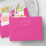 Pink Wedding Invitation Return Address Envelopes<br><div class="desc">Add a touch of elegance to your wedding stationery with these custom return address envelopes. Designed for weddings, these wedding return address envelopes feature the word Wedding in white over a vibrant fuchsia pink background, creating a bold and stylish look. Inside, a stunning watercolor floral design adds a romantic and...</div>