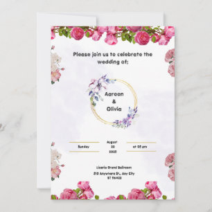 Pink Wedding Invitation with Aesthetic Watercolor