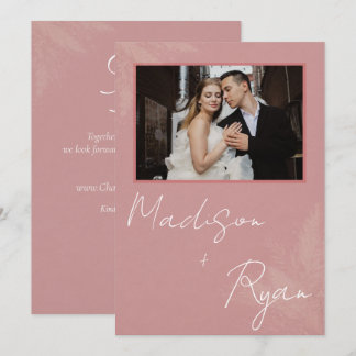 Pink Wedding Invitation with Photo