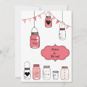 Pink Wedding Jars - Thank You Invitation