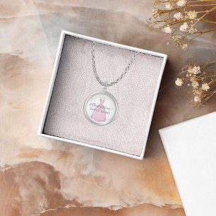 Pink Wedding Maid of Honor Personalized Silver Plated Necklace