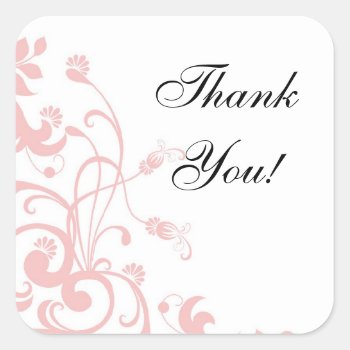 Pink Wedding Matching Stickers  Thank You! Square Sticker by ForeverAndEverAfter at Zazzle