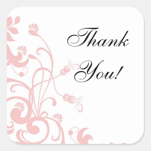 Pink Wedding Matching Stickers Thank You Square Sticker