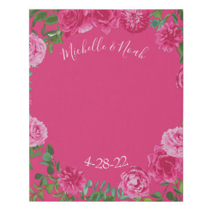 Pink Wedding Modern Floral Faux Canvas Print