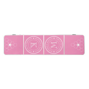 Pink Wedding Monogram Star Beer Pong Table