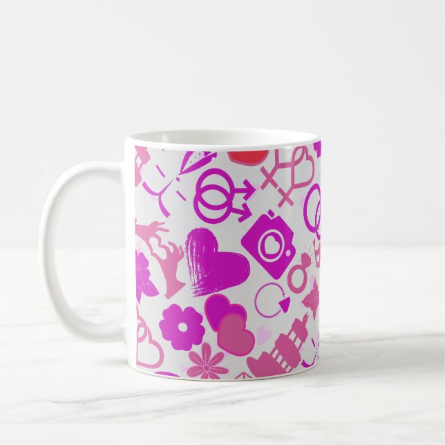 Pink Wedding ornaments pattern 03 Coffee Mug (Left)