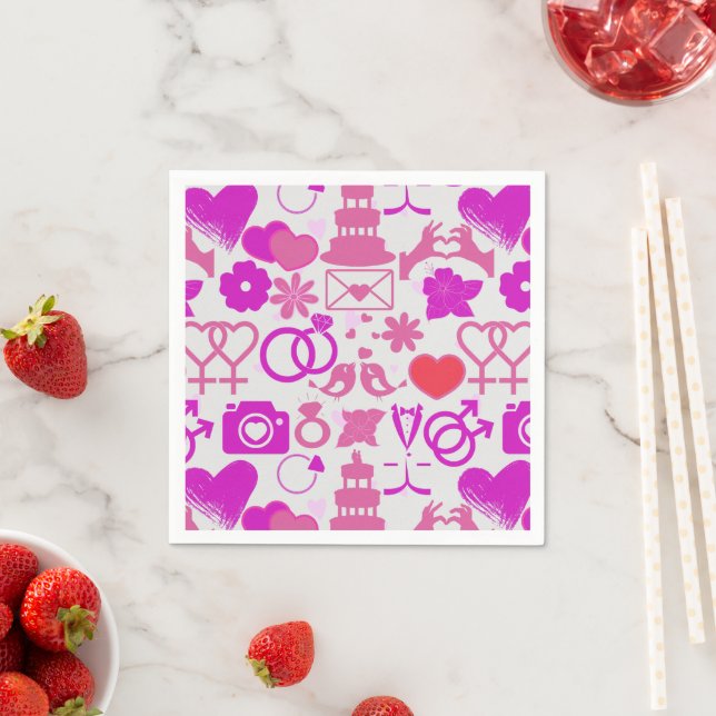 Pink Wedding ornaments pattern 03 Napkins (Insitu)
