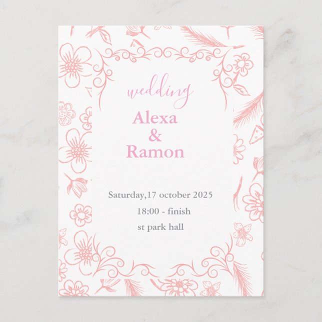 pink wedding postcard (Front)